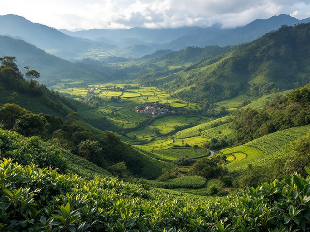 "A bag of Guatemala Robusta Washed coffee beans, highlighting the sweet caramelized nutty aroma with brown spice pepper notes."