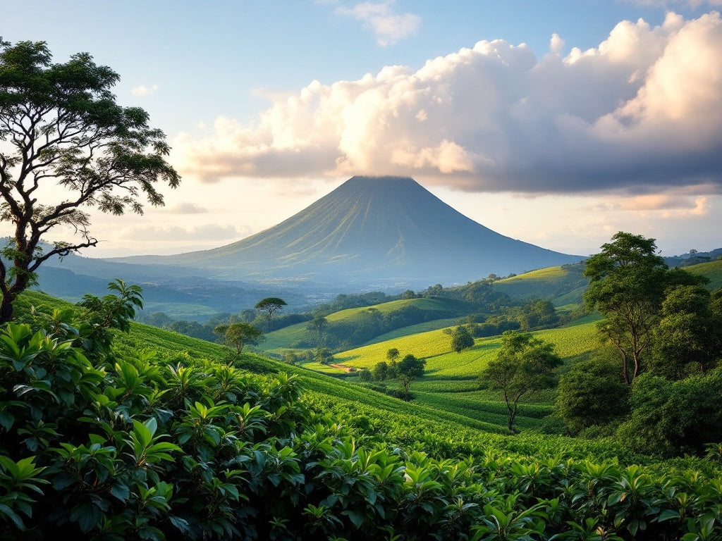 "A bag of Costa Rica El Conquistador Tarrazu coffee beans, highlighting the fruity and nutty characteristics from the Tarrazu region."