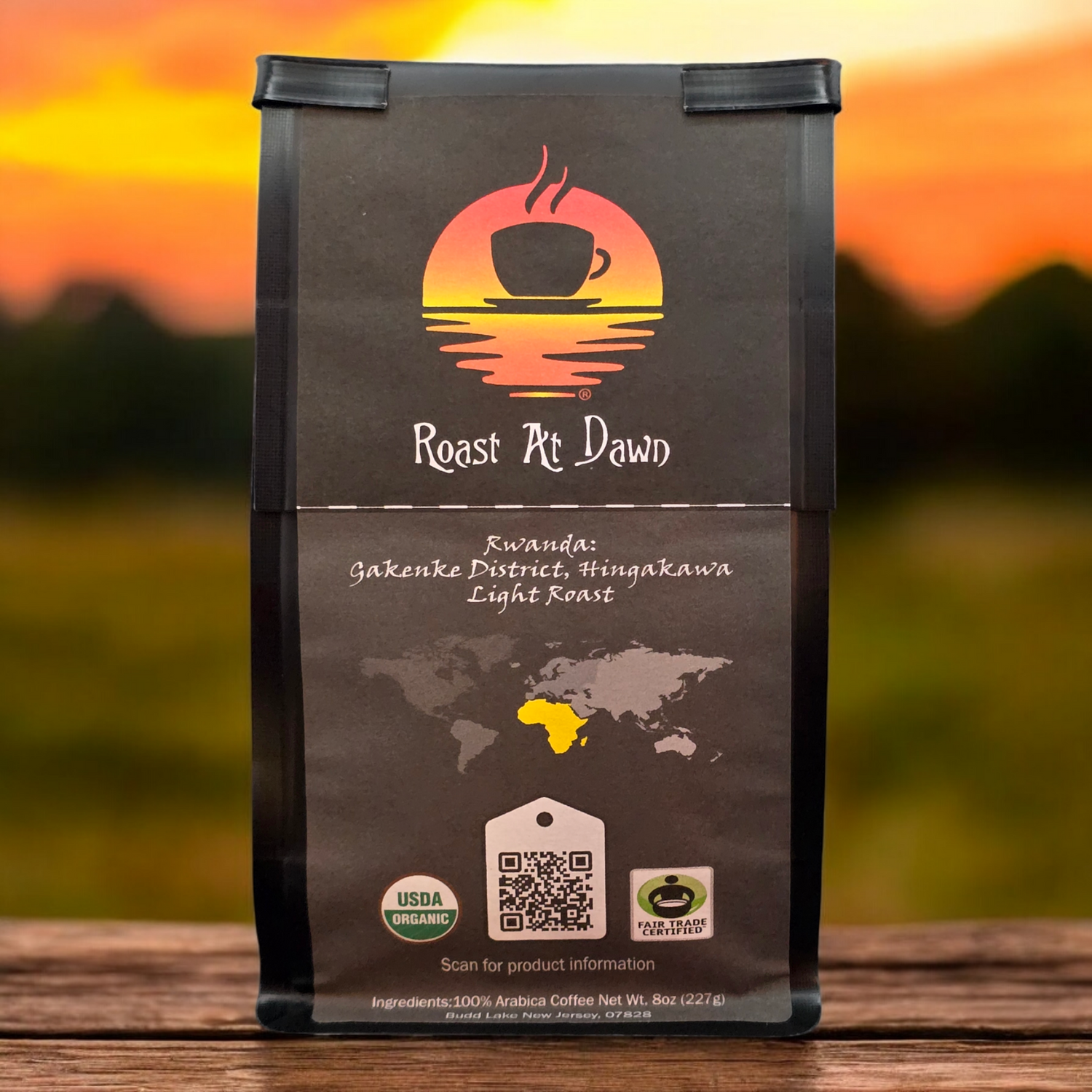 A bag of Rwanda Hingakawa Minazi coffee beans, showcasing the rich heritage and sustainable practices of the Hingakawa Women's Cooperative.