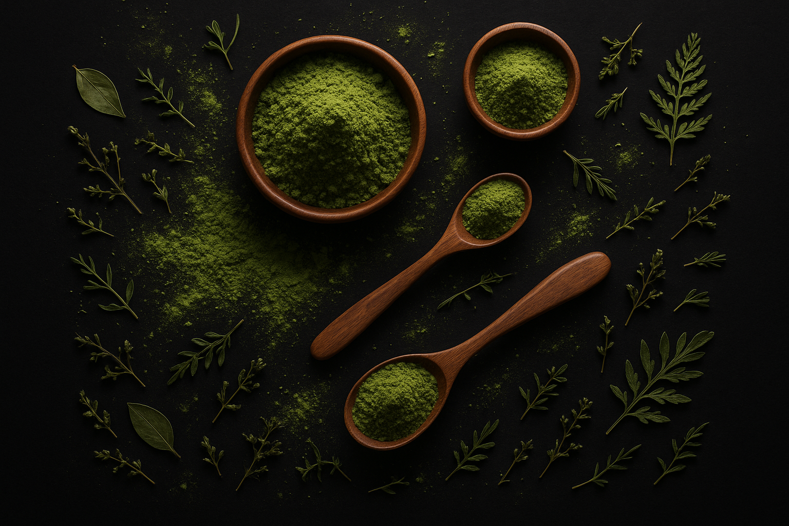 Botanical Powder with a dark background